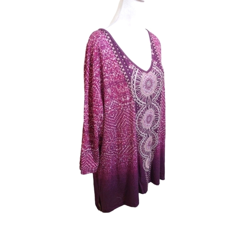 Catherine's purple plus size abstract artsy art to wear beaded shirt ombre 3X